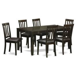 East West Furniture - 7 PC Dining room set-Dining Table with Leaf and 6 Dining Chairs - Cappuccino