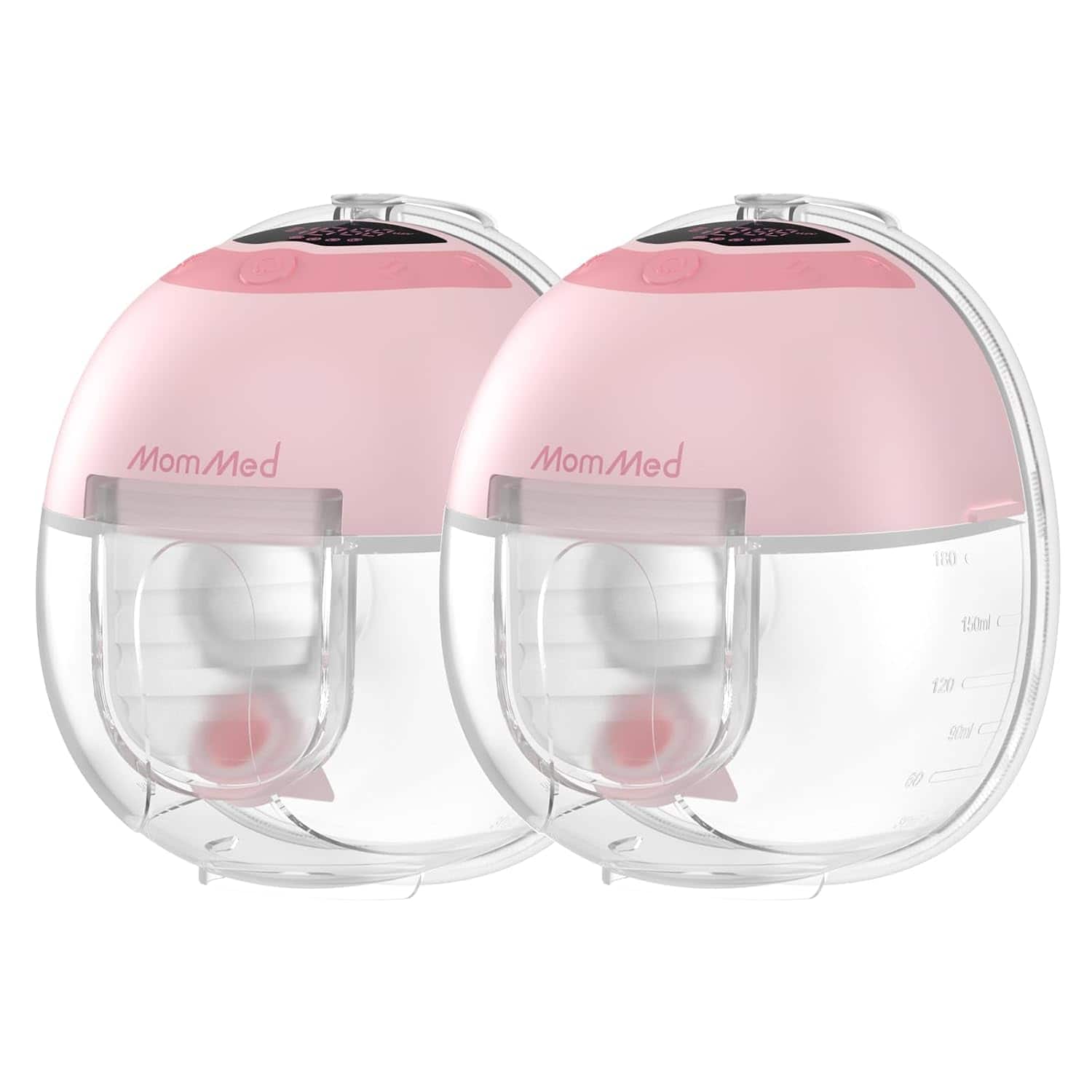MomMed - Hands-Free Wearable Breast Pump: Quiet 45dB, Double Electric, 4 Modes/9 Levels, Leakproof with Night Light - Pink