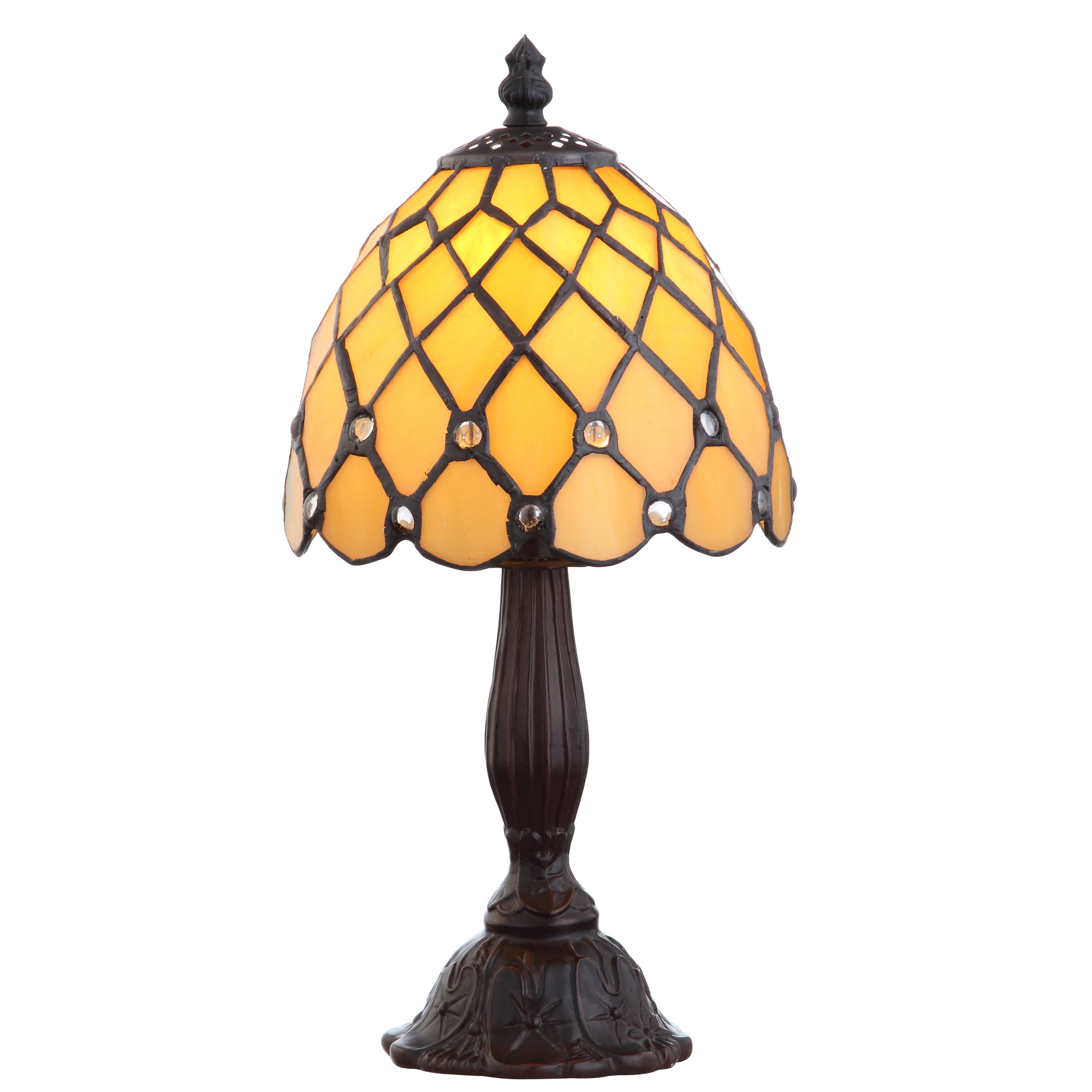 Jonathan Y - Campbell Tiffany-Style 12.5" LED Table Lamp - Bronze