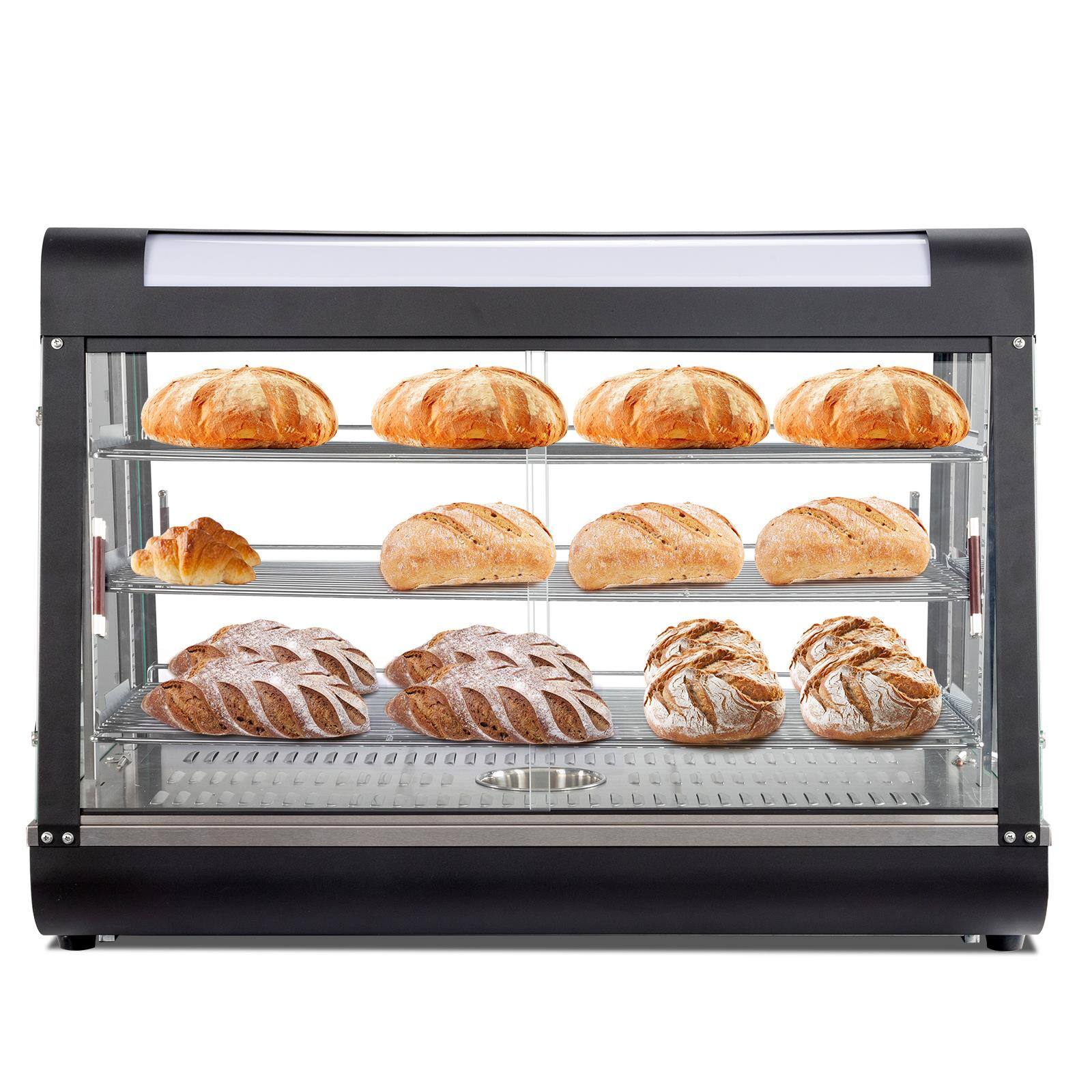 Alt View 1. Winado - 3-Tier 35" Commercial Food Warmer Display Countertop Pizza Cabinet 1500W 110V - Black.