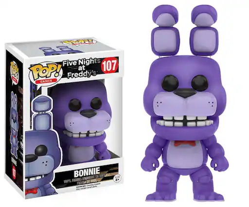 Five Nights at Freddy's
107
POP! GAMES
BONNIE
VINYL FIGURE / FIGURINE EN VINYLE / FIGURA DE VINIL / FIGURA DE VINIL
AGE 8+
WARNING! Choking Hazard - Small parts. Not for children under 3 years.
AVERTISSEMENT! Danger de suffocation - Petites pièces. Ne convient pas aux enfants de moins de 3 ans.
ADVERTENCIA! Peligro de asfixia - Piezas pequeñas. No es adecuado para niños menores de 3 años.