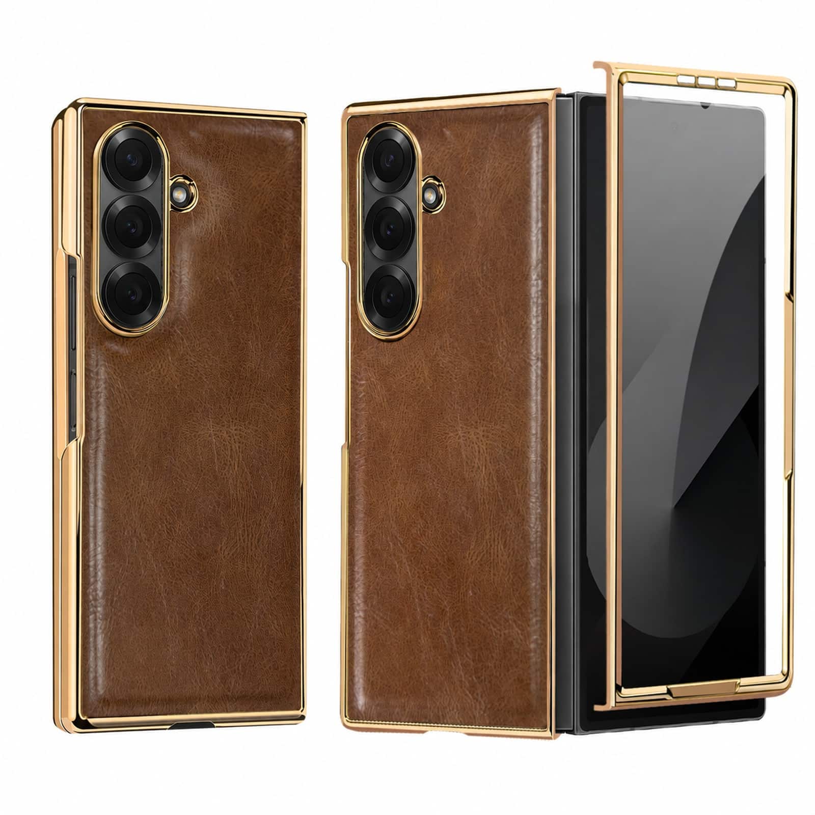 Dteck - For Samsung Galaxy Z Fold8 Luxury Leather Case with Screen Protector Included,Shockproof Gold Plating Edge Cover - Coffee price history on PriceWatchPro