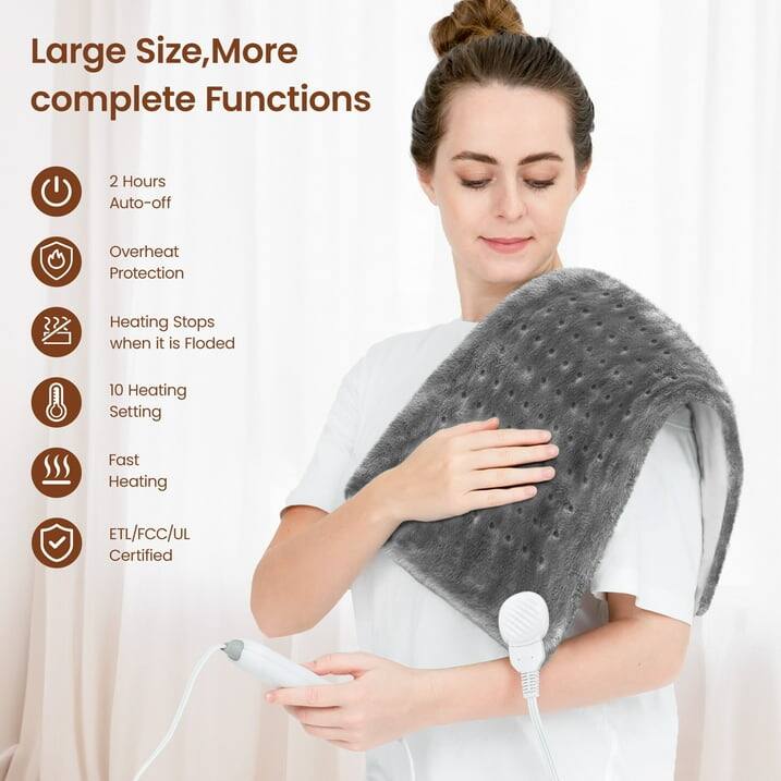 Large Size, More complete Functions  
2 Hours Auto-off  
Overheat Protection  
Heating Stops when it is Flooded  
10 Heating Setting  
Fast Heating  
ETL/FCC/UL Certified
