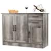 Front. Costway - Costway Buffet Storage Cabinet Console Table Kitchen Sideboard Drawer - Grey.
