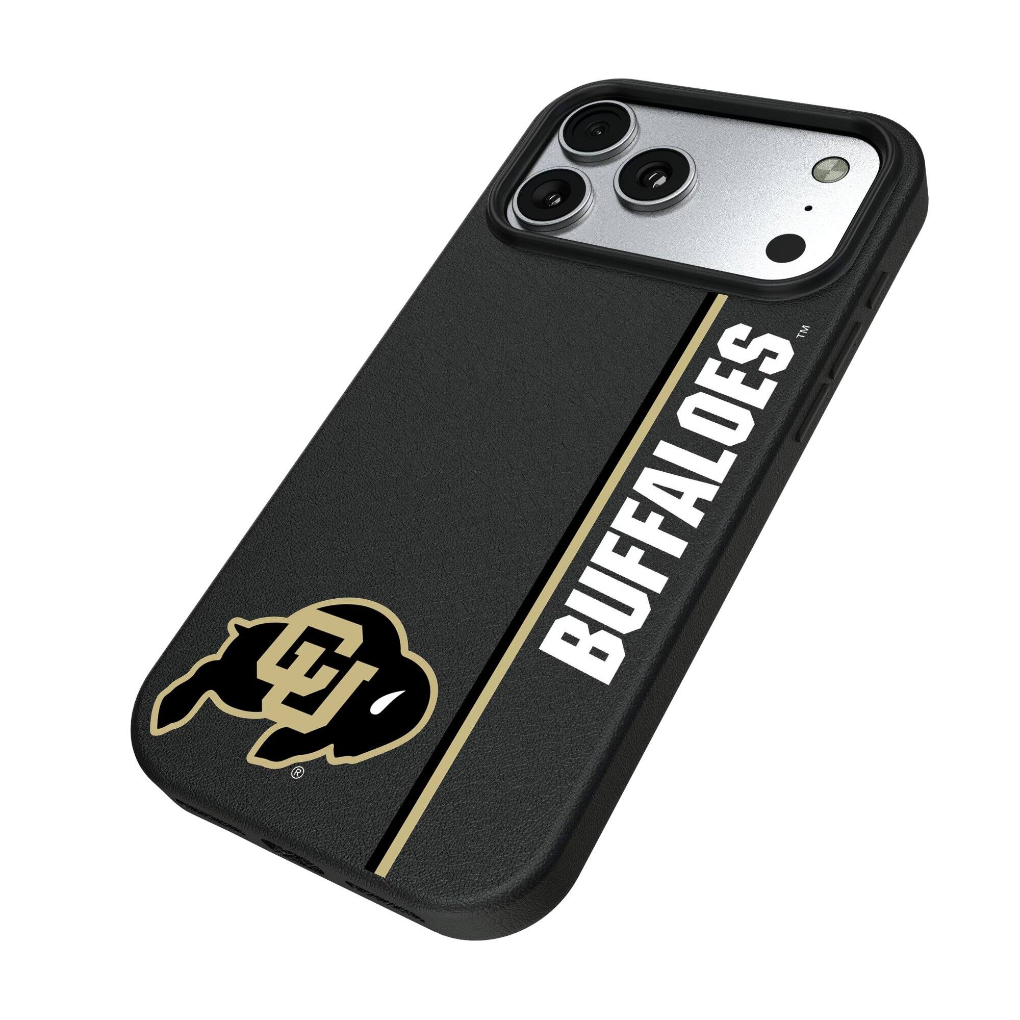 Alt View 1. Keyscaper - Colorado Buffaloes iPhone Magnetic Bump Case - 15 Pro Max - Black.