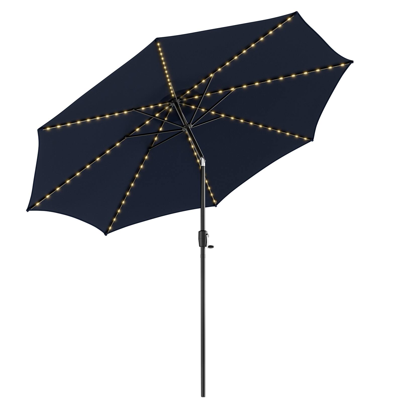 Alt View 1. Costway - 10 FT 112 LED Solar-Lighted Patio Table Market Umbrella Crank Tilt Outdoor - Navy.