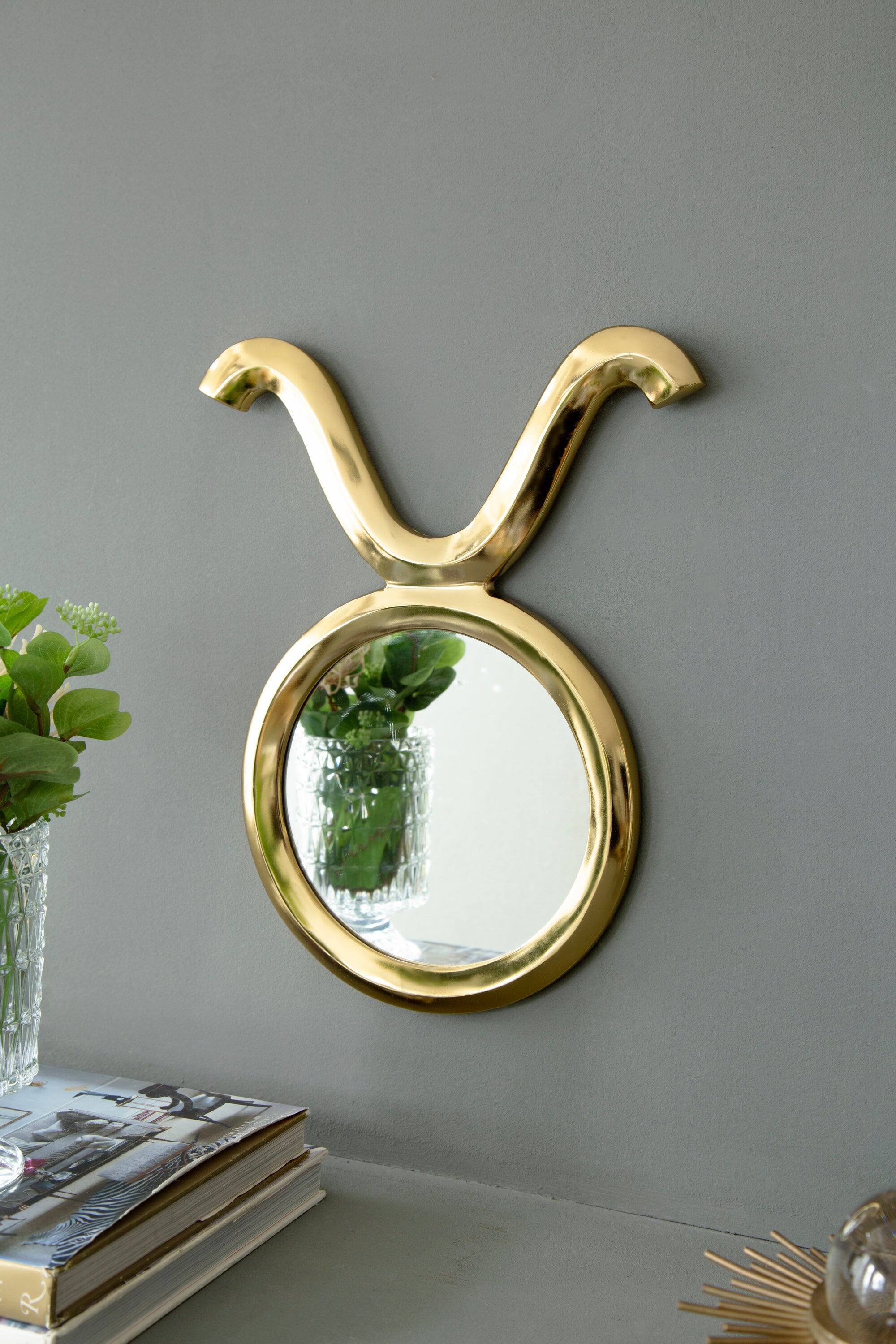 Alt View 8. BreeBe - 12.5' x 16' Modern Gold Round Mirror with Aluminum Frame, Wall Decor for Entryway Living Room Hallway - Gold.