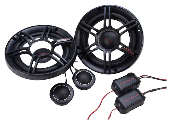 Front. Crunch - 6.5" 2-Way Component Car Speakers with Polypropylene Cones (Pair) - Black/Silver.