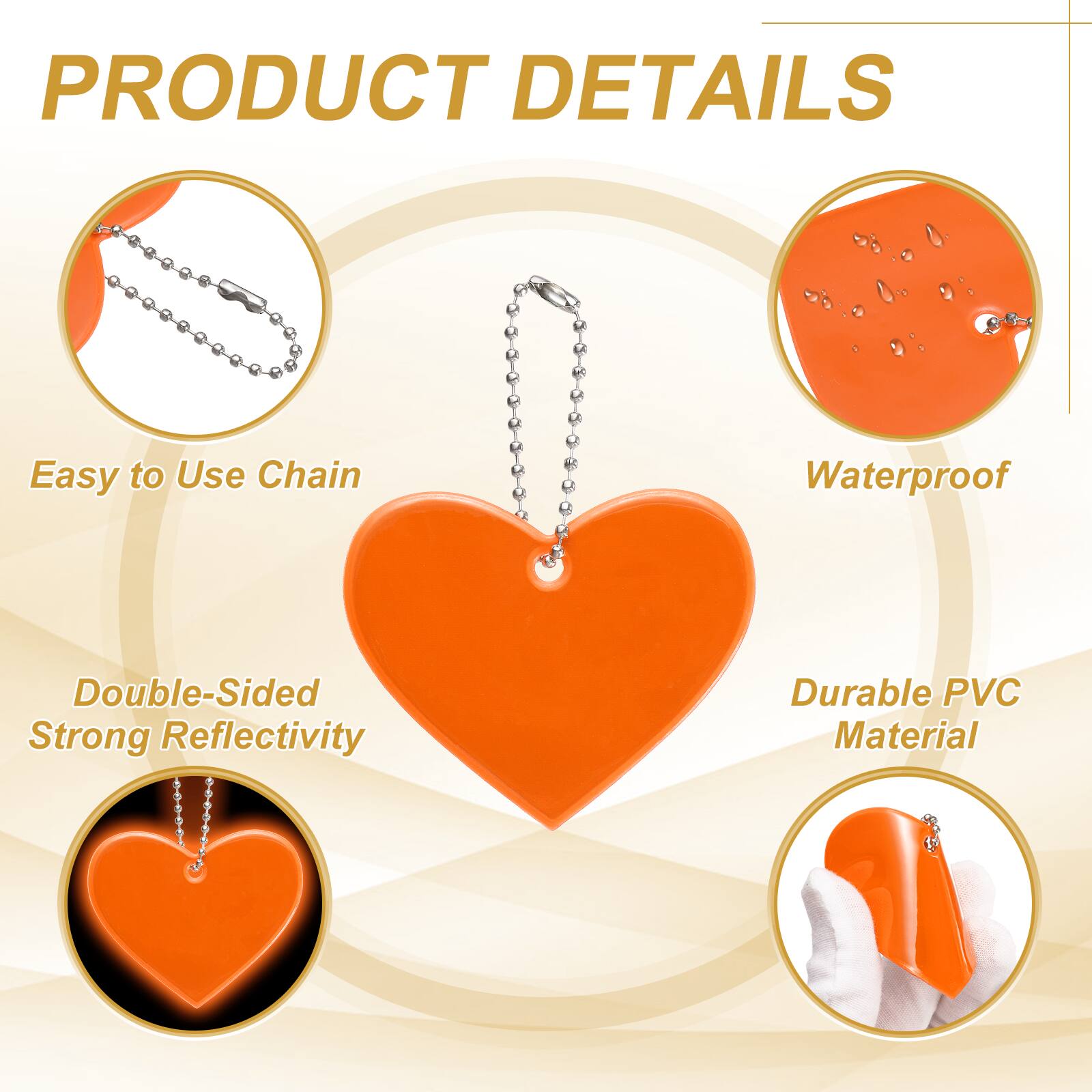 PRODUCT DETAILS

- Easy to Use Chain
- Waterproof
- Double-Sided Strong Reflectivity
- Durable PVC Material