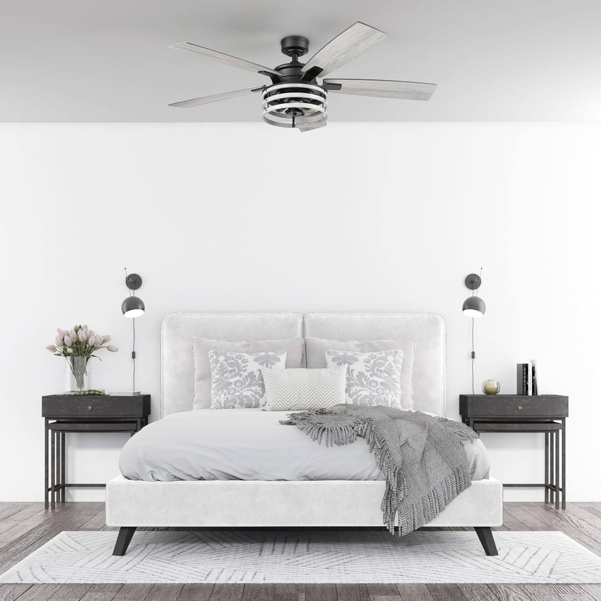Alt View 5. Honeywell - Honeywell Carnegie Ceiling Fan, Quiet Motor and Remote Control, 52", Matte Black - Matte Black.