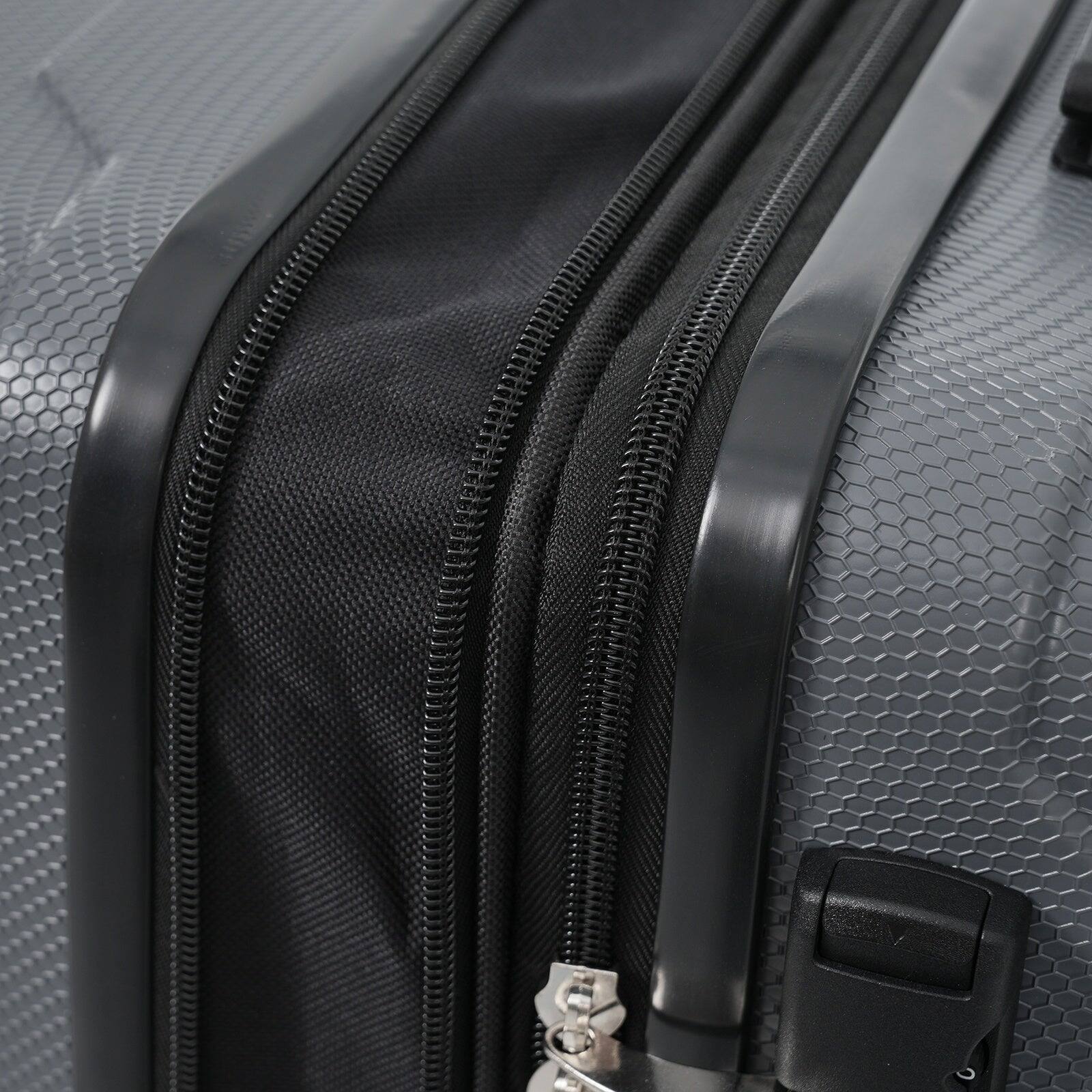 Alt View 5. BreeBe - 24 Inch Hardshell ABS Checked Luggage, Durable Expandable Travel Suitcase with Spinner Wheels, TSA Lock - Gray.