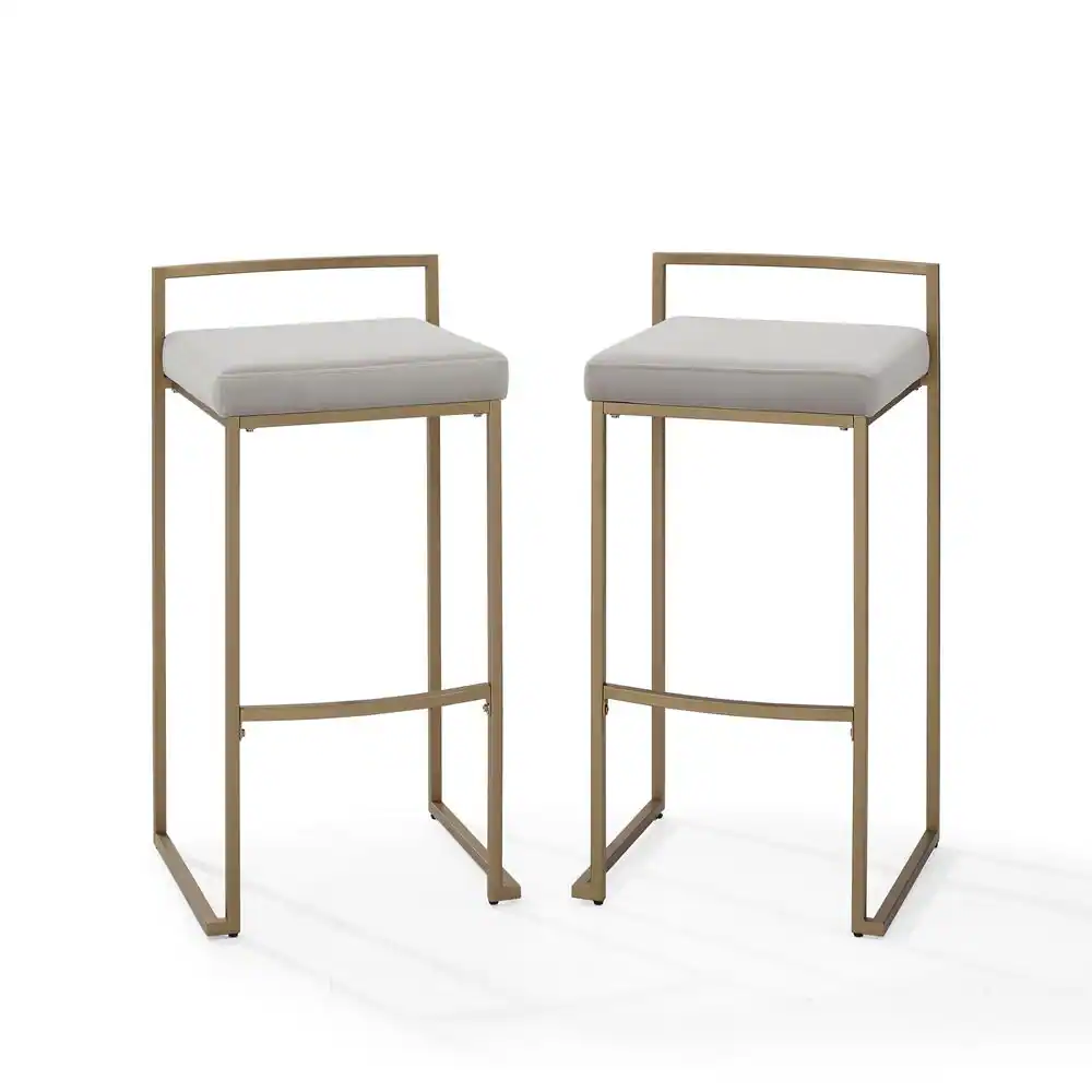 Left. Crosley Furniture - Harlowe 2-Piece Bar Stool Set - 2 Stools - Gray.
