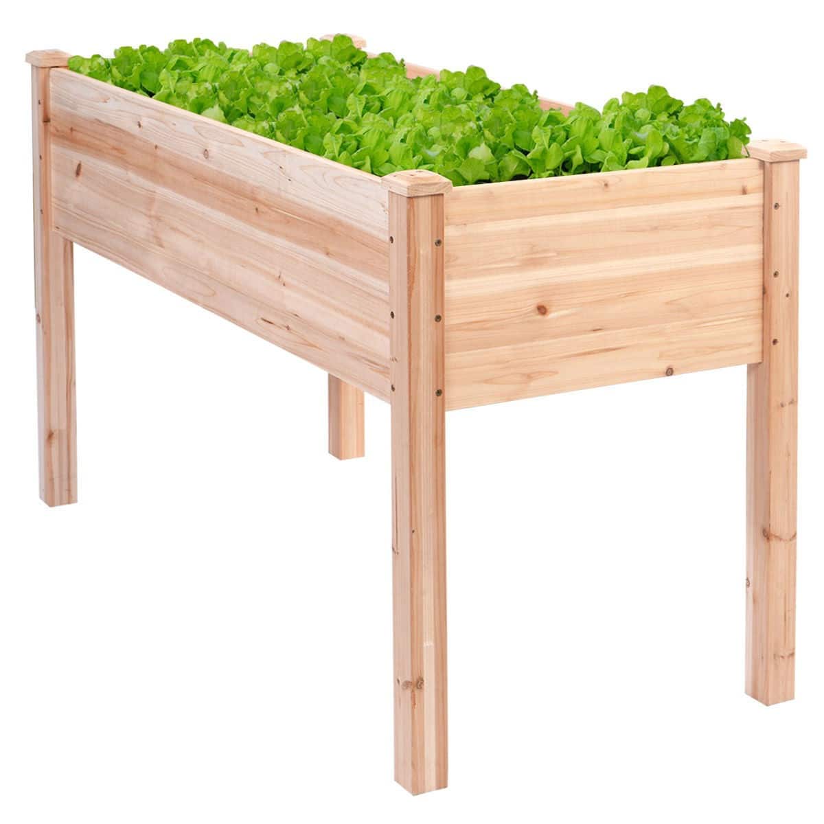 SlickBlue - Raised Garden Bed Planter Box, 30-Inch Solid Cedar Wood for Vegetables & Flowers - Natural