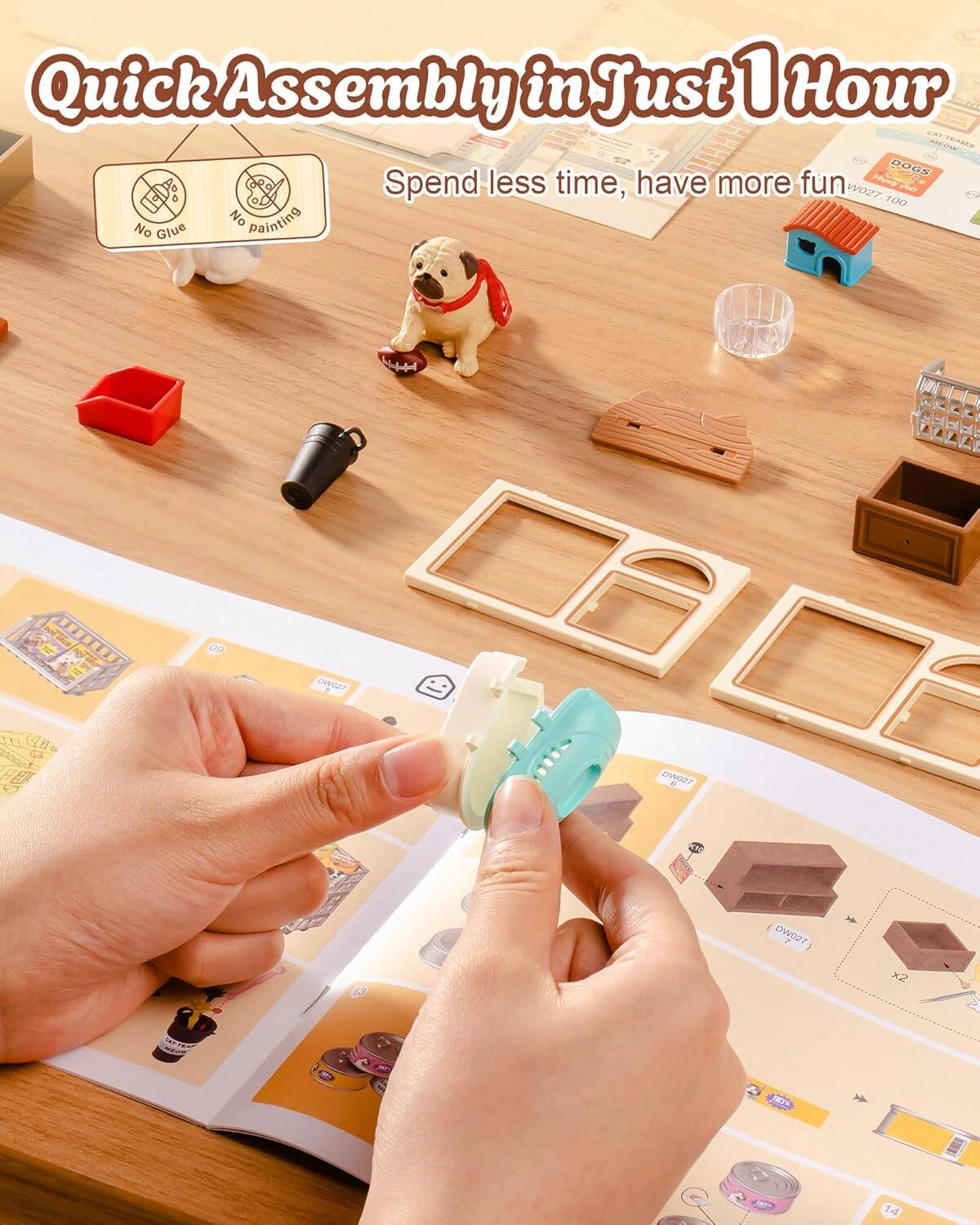Quick Assembly in Just 1 Hour  
Spend less time, have more fun  
No Glue  
No painting