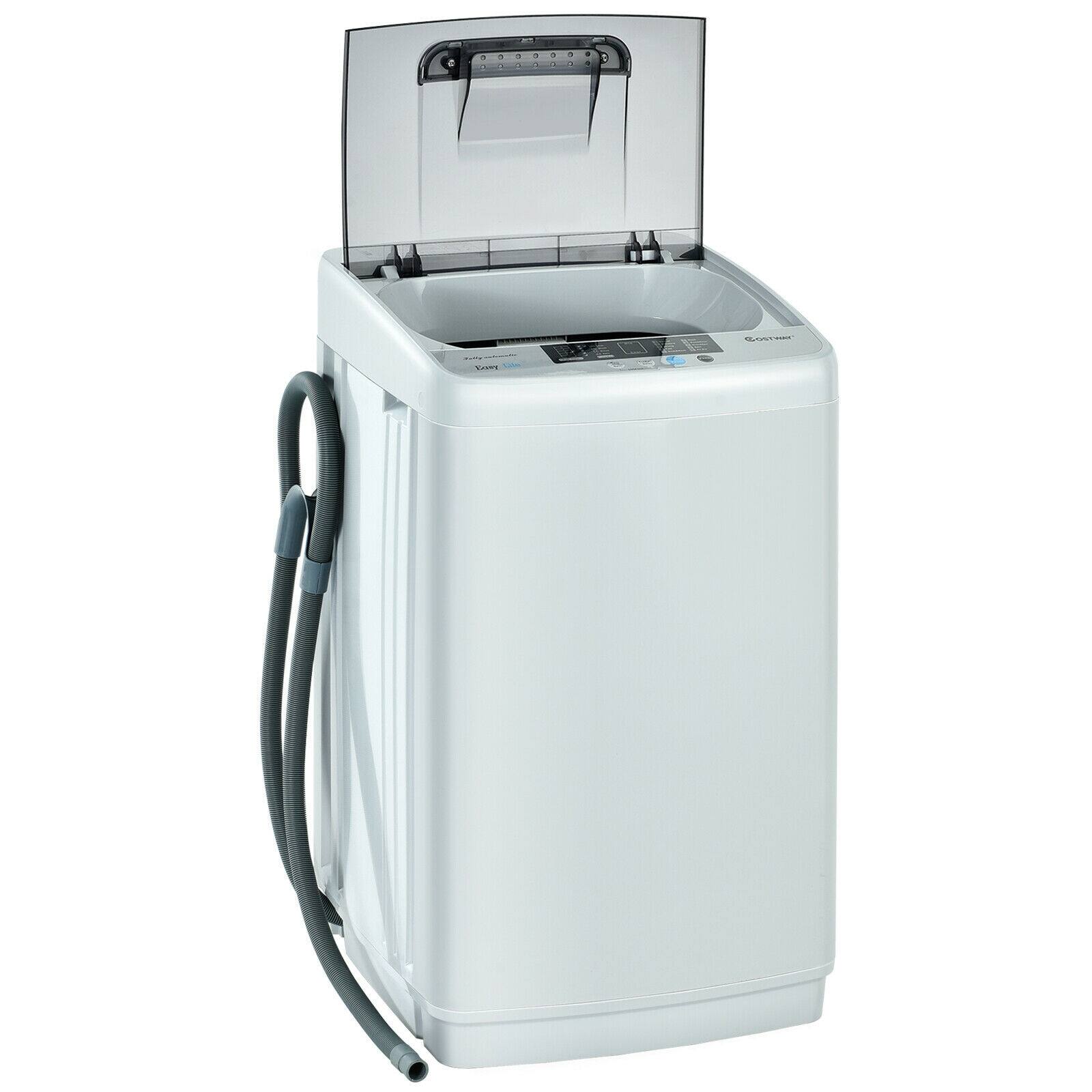 Angle. Sugift - 8.8 lbs Portable Full-Automatic Laundry Washing Machine with Drain Pump - Grey.