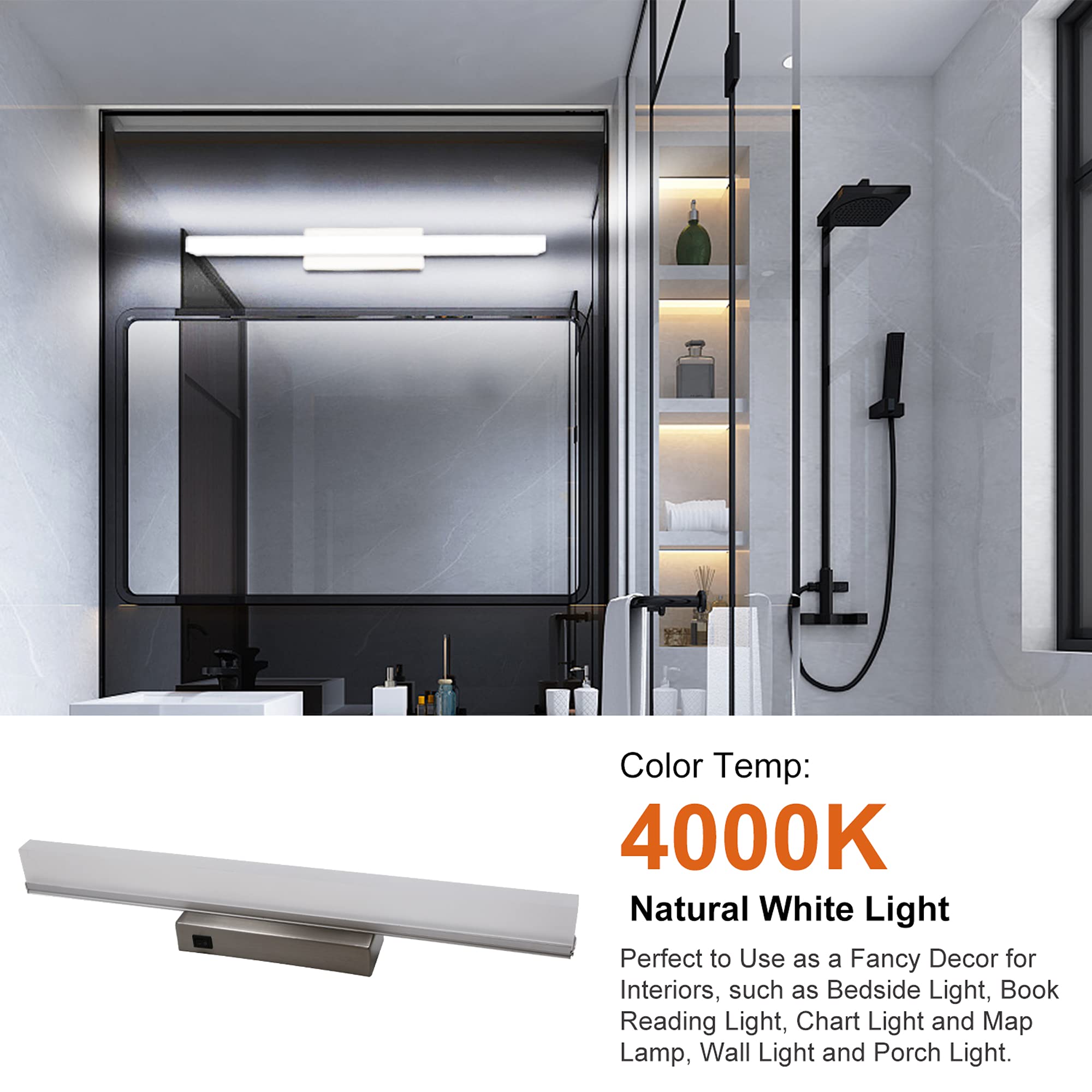 Color Temp: 4000K  
Natural White Light  

Perfect to Use as a Fancy Decor for Interiors, such as Bedside Light, Book Reading Light, Chart Light and Map Lamp, Wall Light and Porch Light.