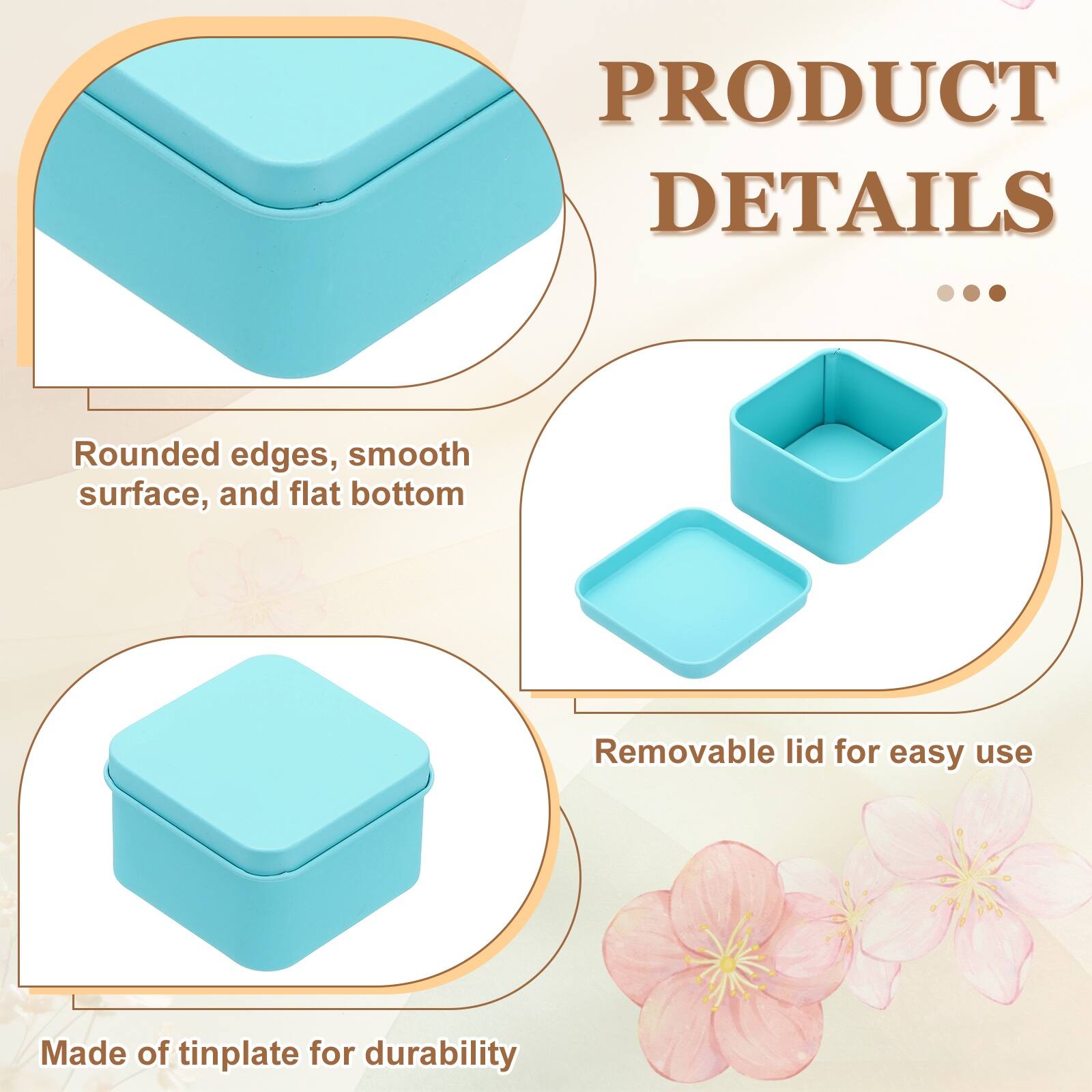 PRODUCT DETAILS
- Rounded edges, smooth surface, and flat bottom
- Removable lid for easy use
- Made of tinplate for durability