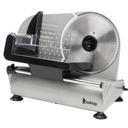 Winado - 110V/150W 7.5" Semi-automatic Belt Cutter Deli Food Machine Food Slicer Portable Electric Meat Slicer, Stainless Steel - Silver