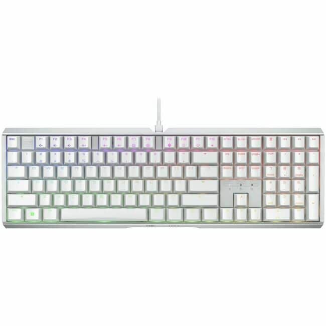CHERRY - MX 3.1 Wired Gaming Keyboard - aluminum housing, MX2A RED RGB Switch, Abrasion resistant keys, Detachable - White