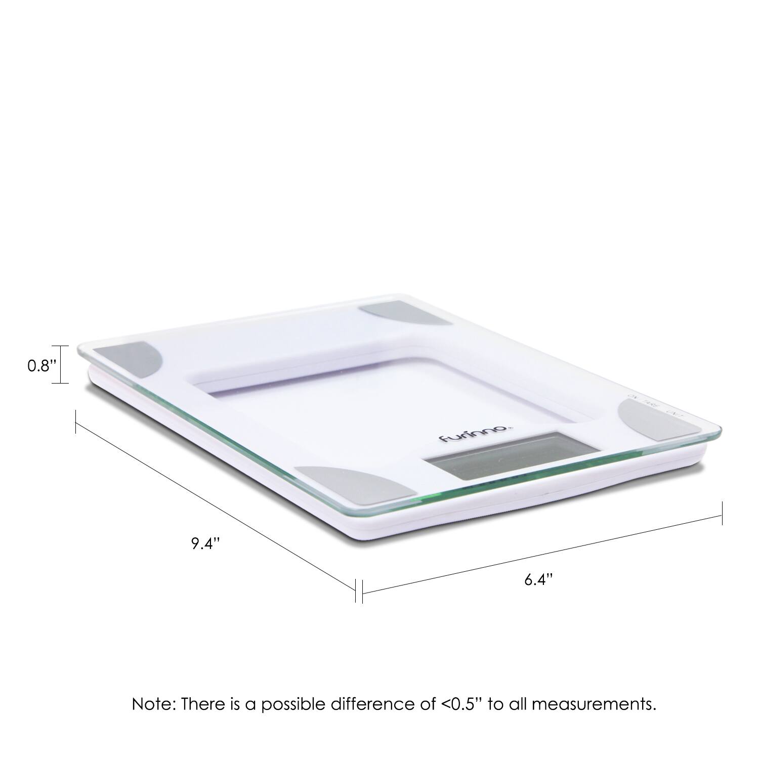 0.8"  
9.4"  
6.4"  

Note: There is a possible difference of <0.5" to all measurements.