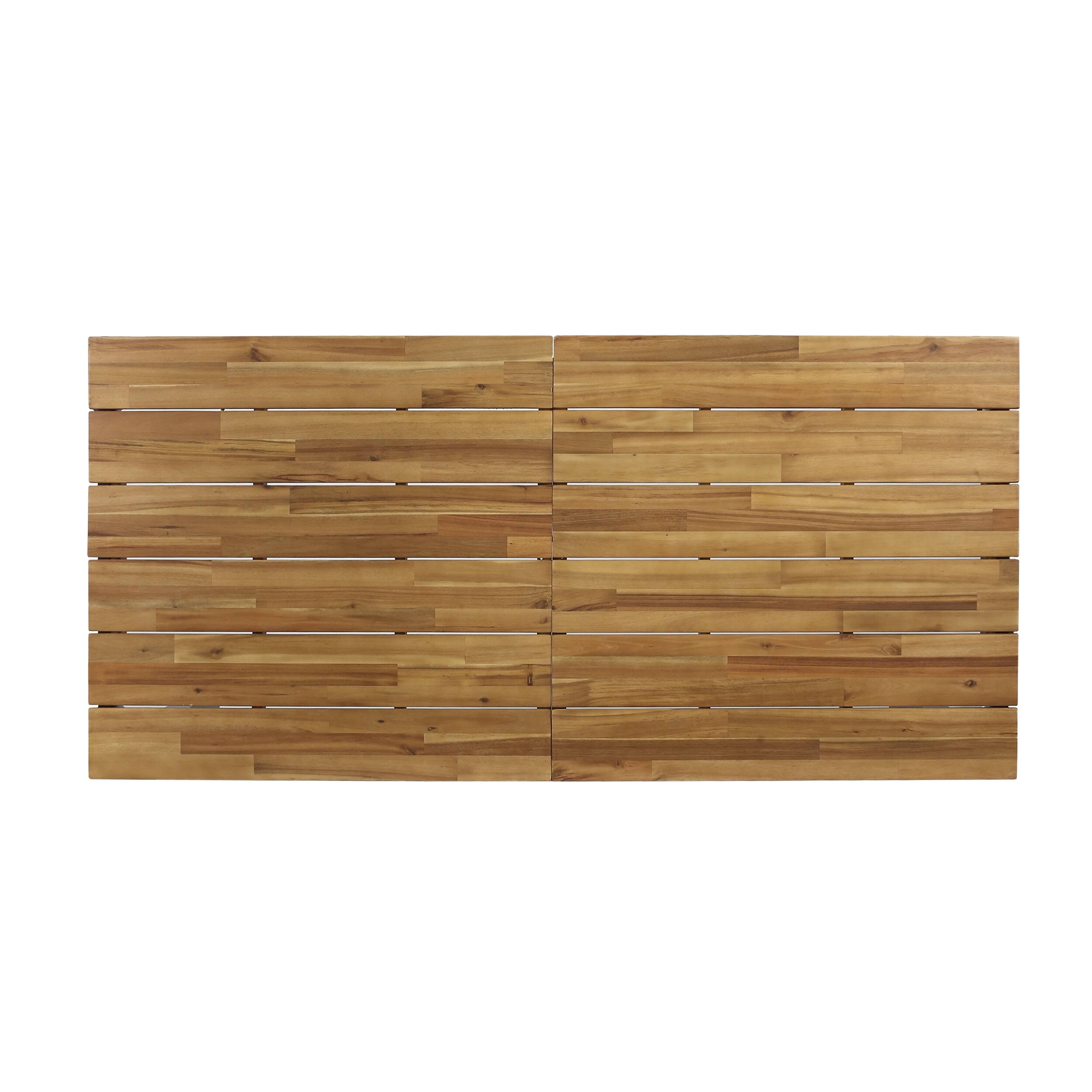 Alt View 1. Mondawe - 71"L Acacia Wood Rectangular Outdoor Dining Table - Black+Brown.