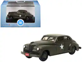 1942 Packard Clipper Touring Sedan "US Army Staff Car" Drab 1/87 (HO) Scale Diecast Model Car by Oxford Diecast - Olive