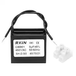 Unique Bargains - 8uF CBB61 Capacitor, AC 450V 2-Wire for Ceiling Fan, Motor Generator, Blower, Exhaust Fan - Black