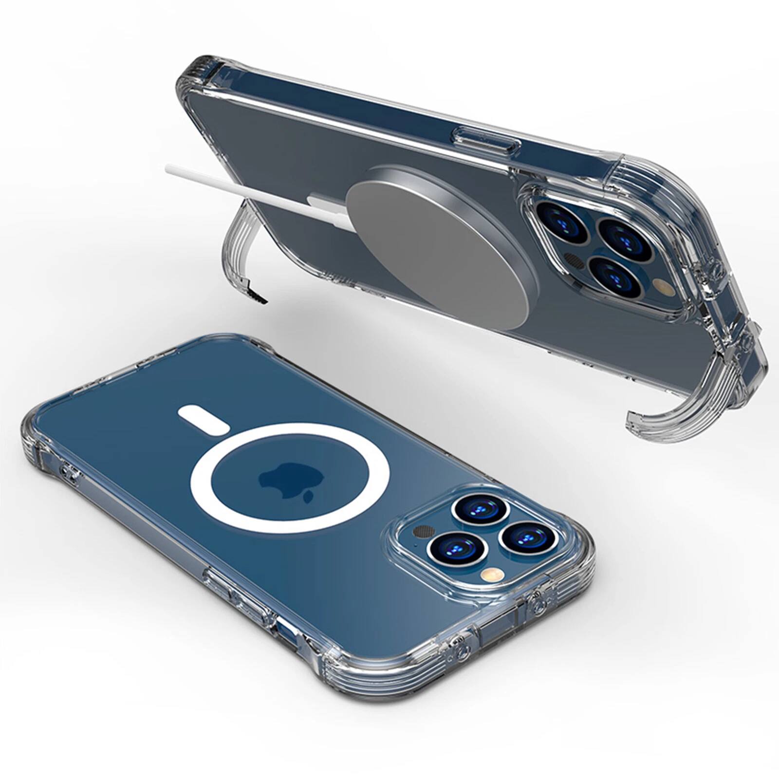 Angle. Stock Preferred - MagSafe Clear Case with Kickstand for iPhone 14 Pro - Clear.