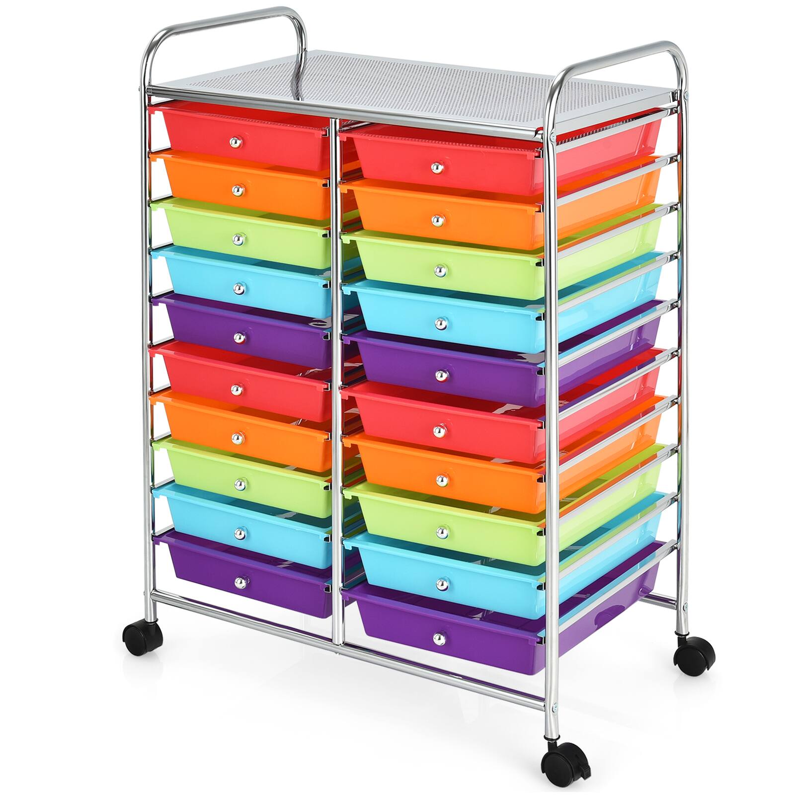 Alt View 11. Costway - 20 Drawers Rolling Cart Storage Scrapbook Paper Studio Organizer - Multicolor.