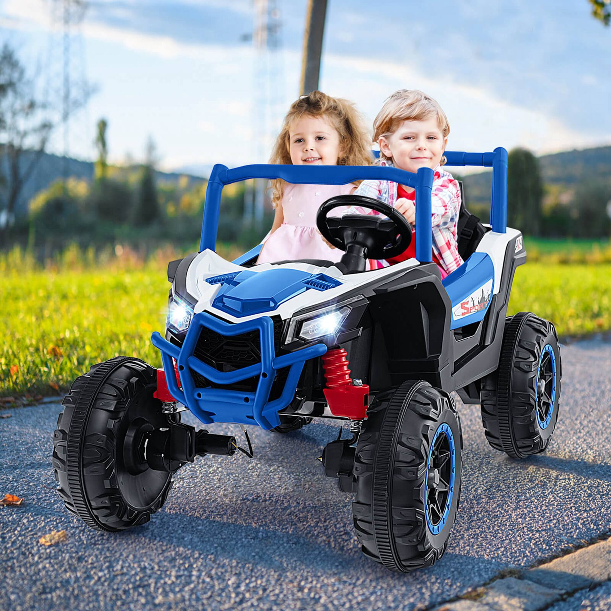 Alt View 1. Costway - Costway 24V Kids Ride on UTV with 4 x 100W Powerful Engine Remote Control High/Low Speed - Navy.
