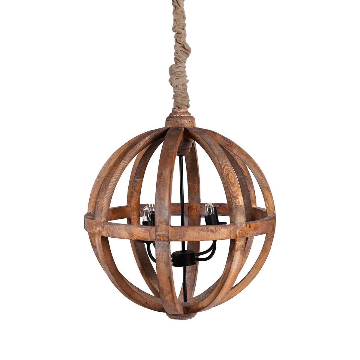 Angle. Loheer - Loheer Four Light Wood Chandelier with Adjustable Chain for Dining Room or Foyer.