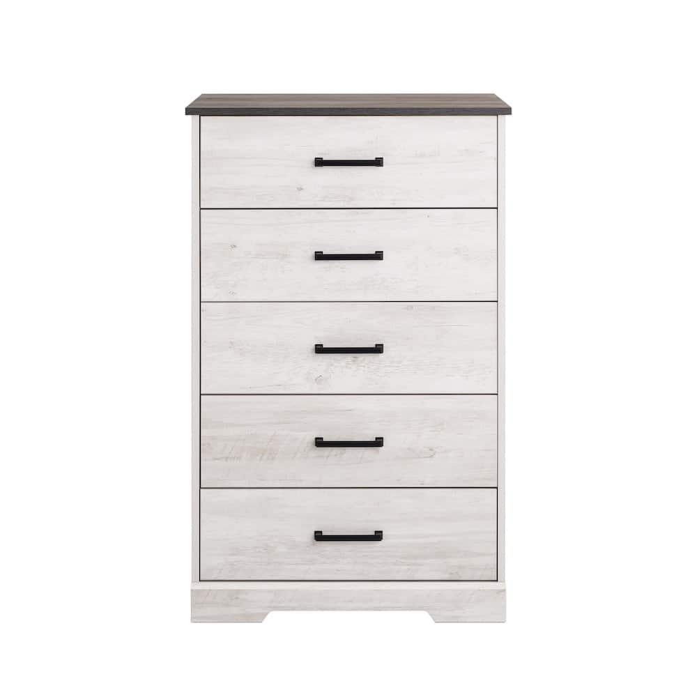 Prepac - Rustic Ridge Washed 5 Drawer 18.5"D x 27.5"W x 43.5"H Dresser - White