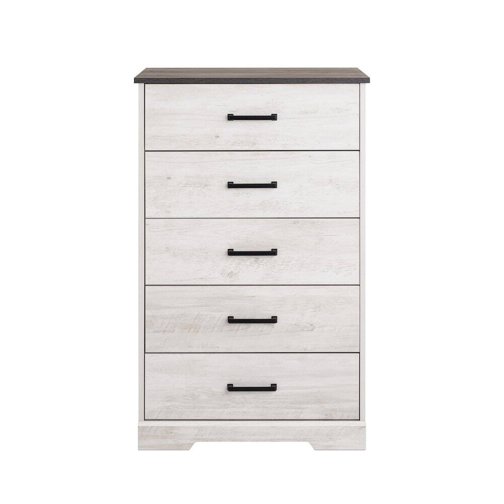 Front. Prepac - Rustic Ridge Washed White 5 Drawer 18.5"D x 27.5"W x 43.5"H Dresser - White.