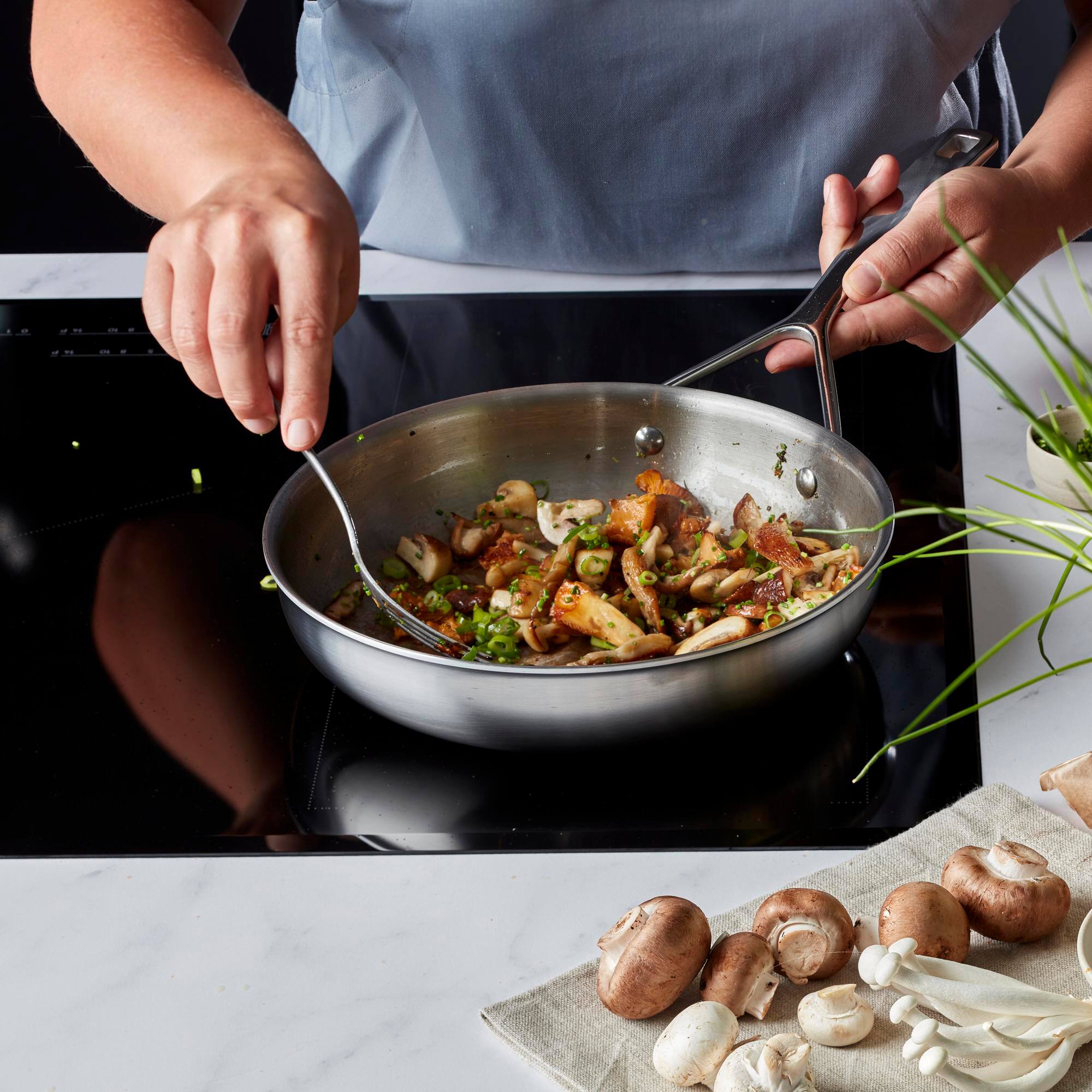 Alt View 4. Demeyere - Demeyere Essential 5-ply 8-inch Stainless Steel Fry Pan - Stainless Steel.
