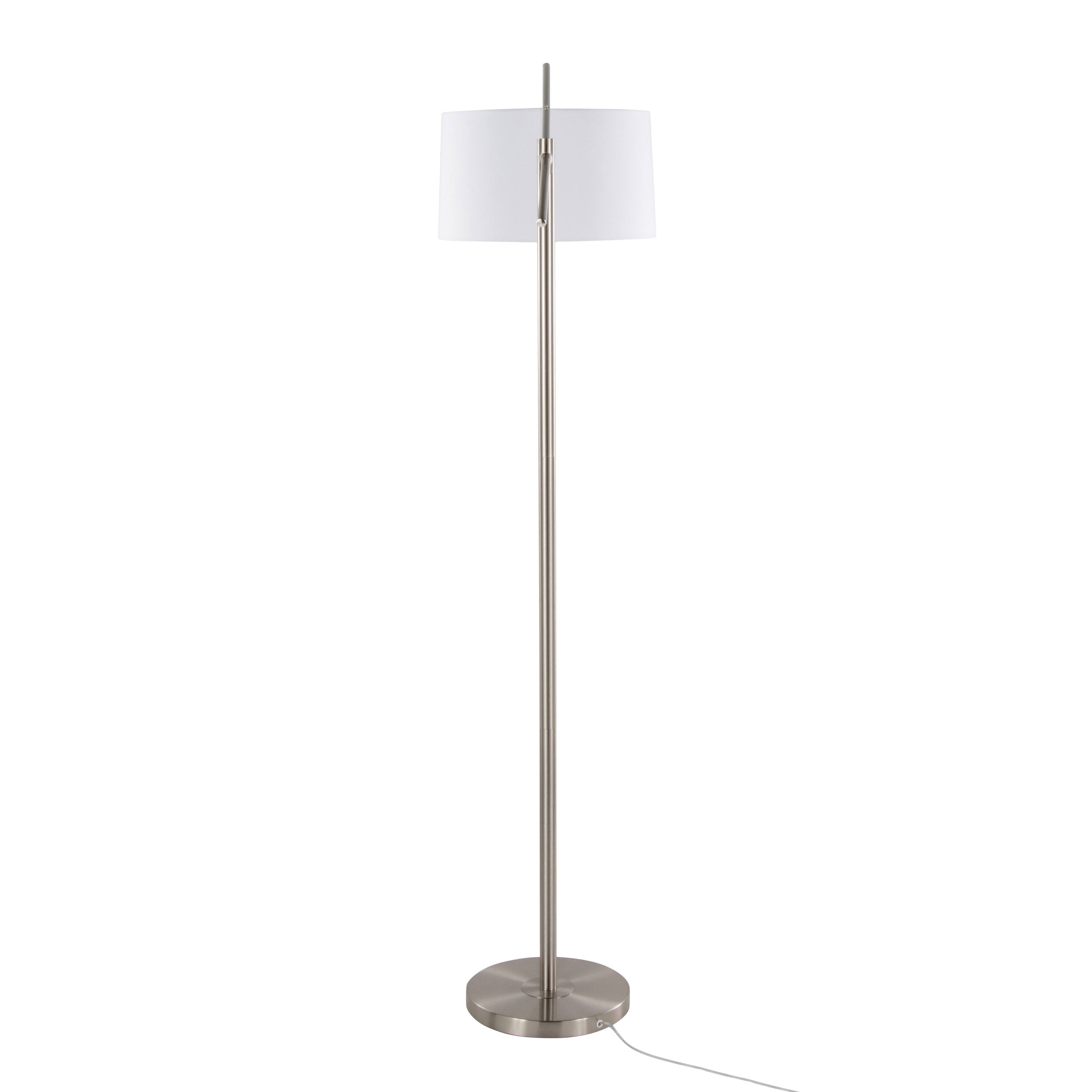 Alt View 1. APRILSOUL - Casper 69in Contemporary Metal Floor Lamp in Brushed Nickel with Off-White Linen Shade from Grandview Gallery - Brushed Nickel.
