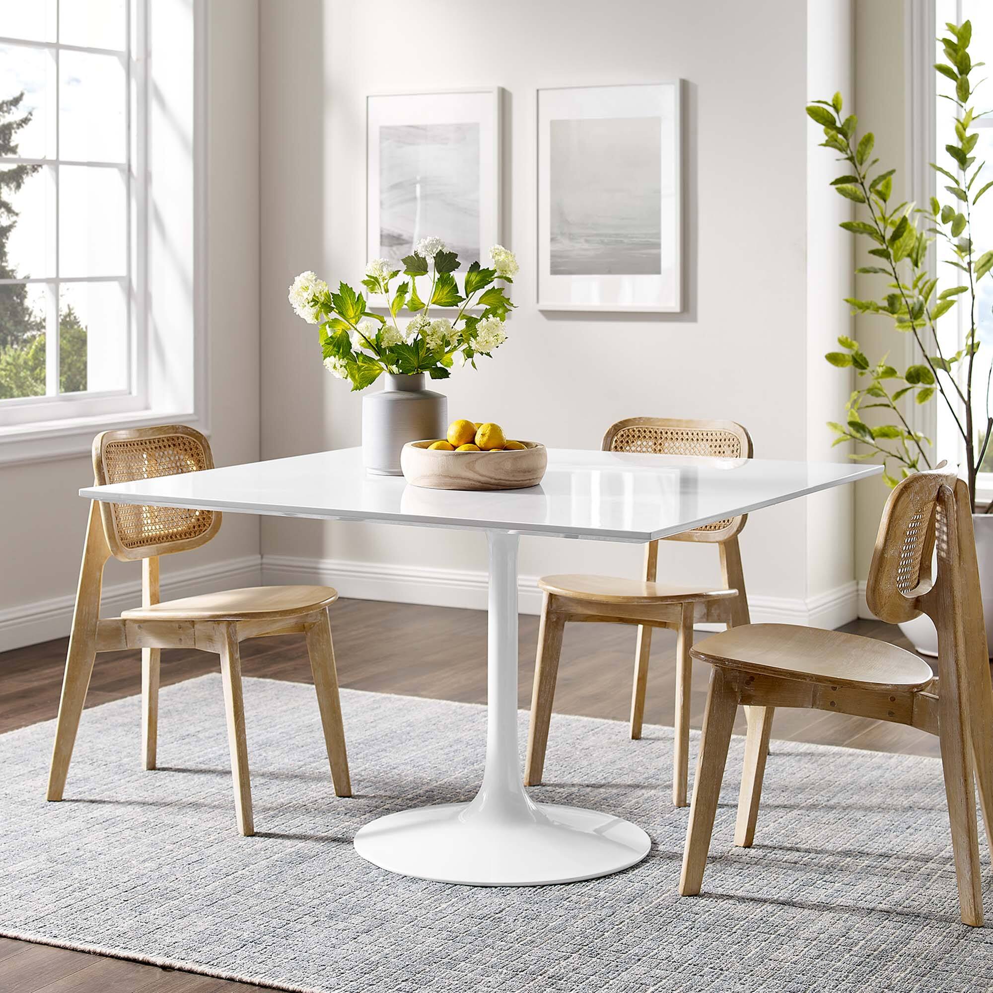 Alt View 5. Modway - Lippa 48" Square Wood Dining Table by Modway - White.