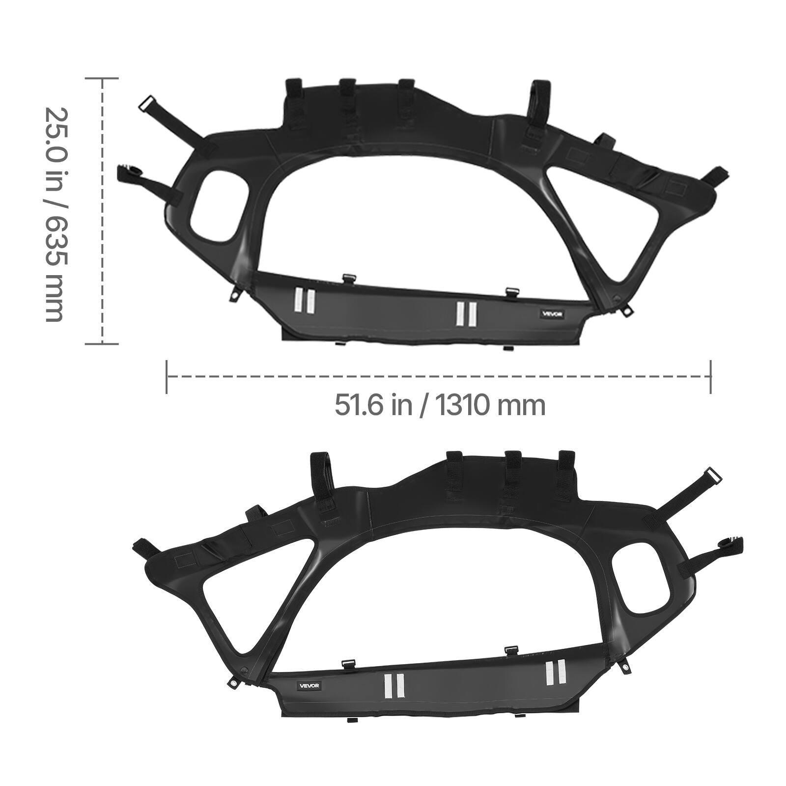 25.0 in / 25.0 in / 635 mm  
51.6 in / 1310 mm