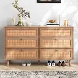 Forest'nSky - Wood 6 drawer 51.2 in. Wide Chest of Drawers with Sturdy Frame for Living Room - Vintage