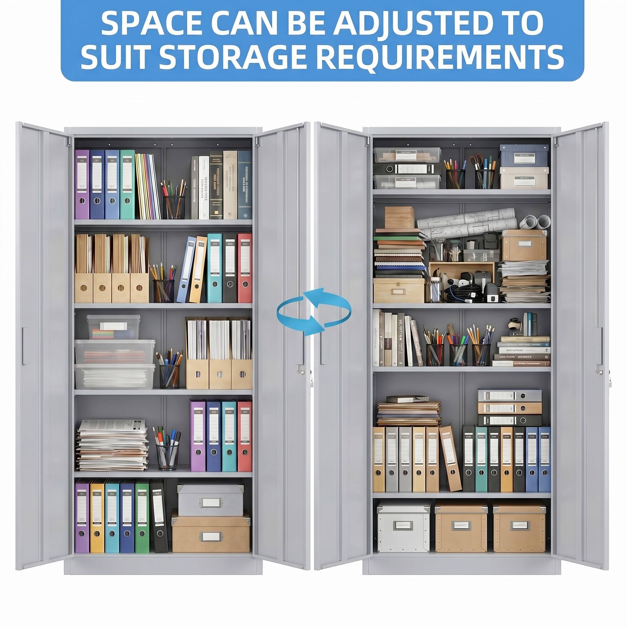 SPACE CAN BE ADJUSTED TO SUIT STORAGE REQUIREMENTS