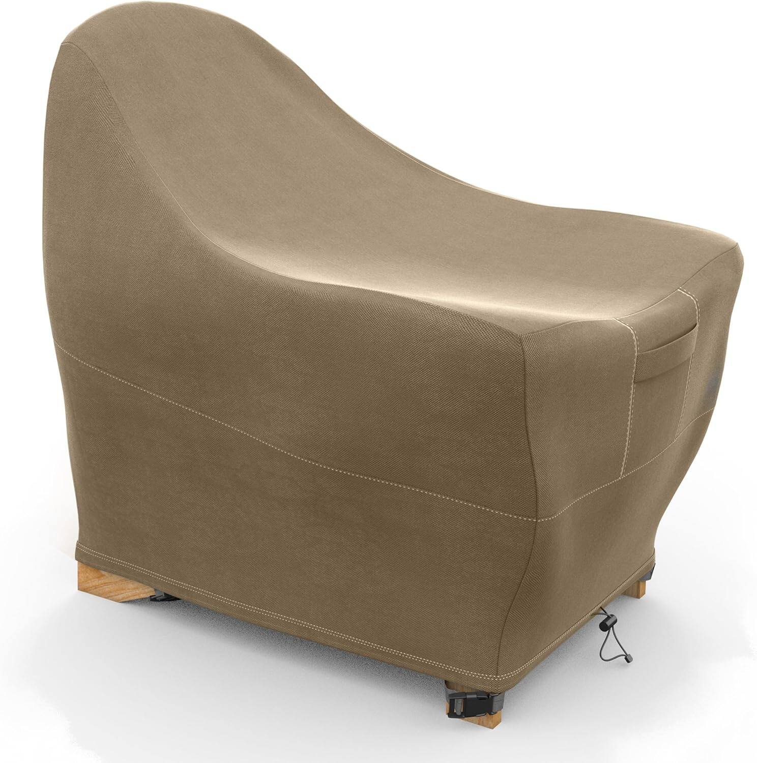 Front. KHOMO GEAR - Premium Adirondack Patio Chair Cover - Durable, Weatherproof, UV Resistant, Protection from Rain & Dust - Brown.