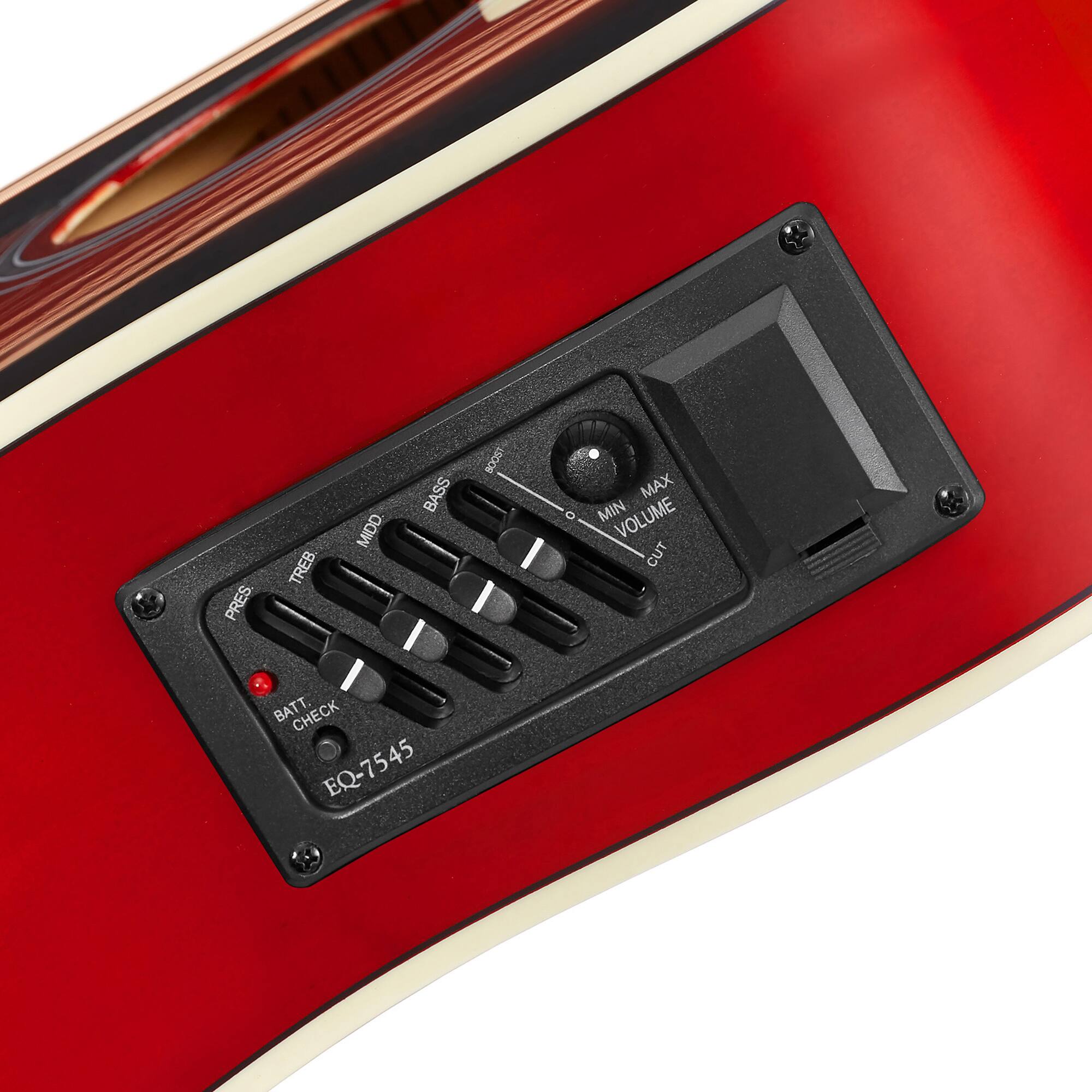 PRES TREB MID BASS CUT VOLUME MAX MIN BATT CHECK EQ-7545