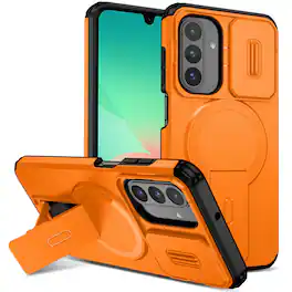 UUCOVER - Magnetic Case for Samsung Galaxy A57 5G Shockproof TPU+PC Case Compatible with MagSafe Stand Sliding Camera Cover - Orange