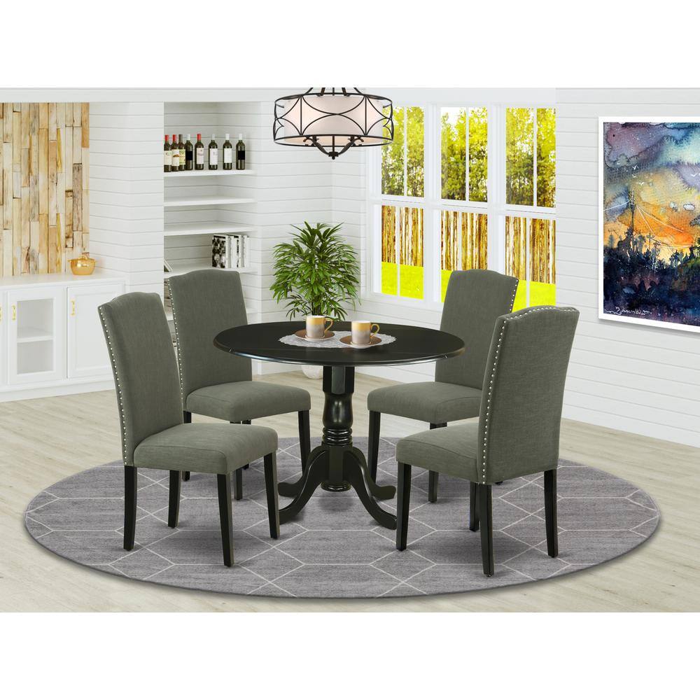 Left. East West Furniture - Dining Room Set Black - Brown.