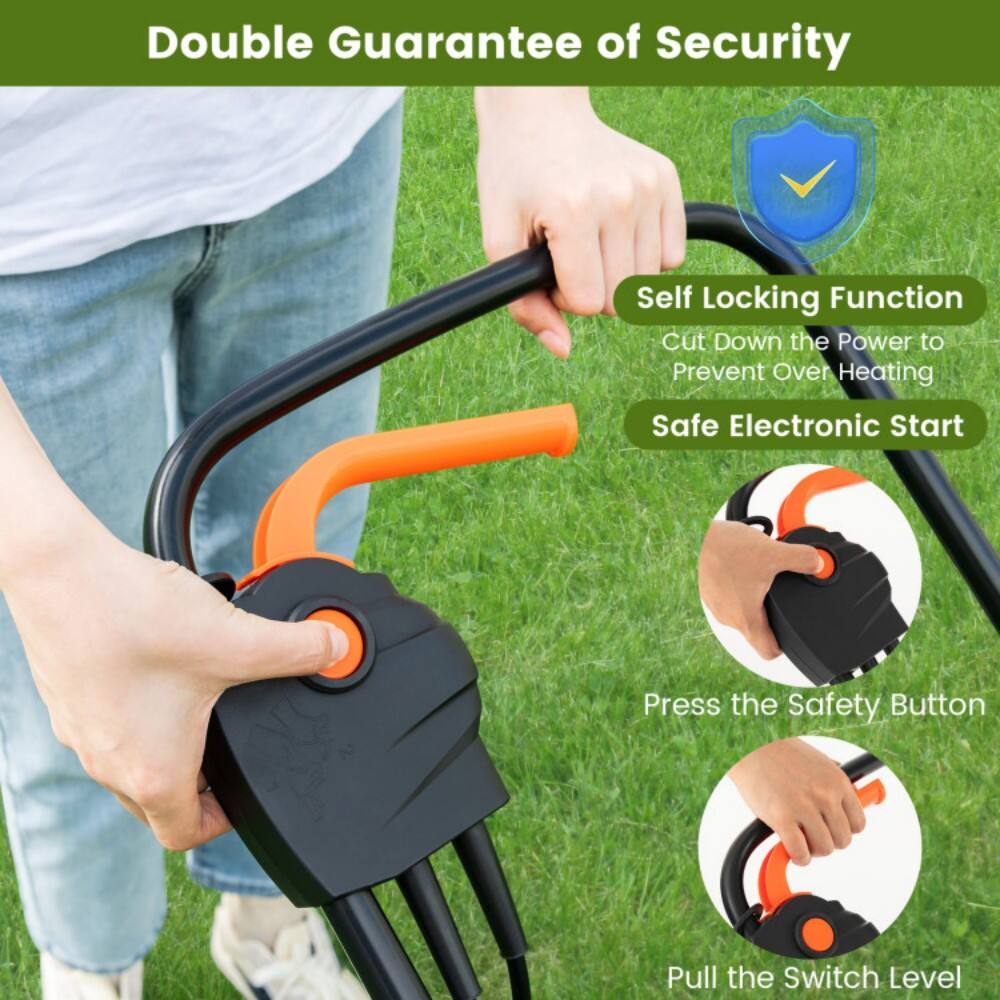 Double Guarantee of Security

Self Locking Function  
Cut Down the Power to Prevent Over Heating  
Safe Electronic Start  

Press the Safety Button  
Pull the Switch Level