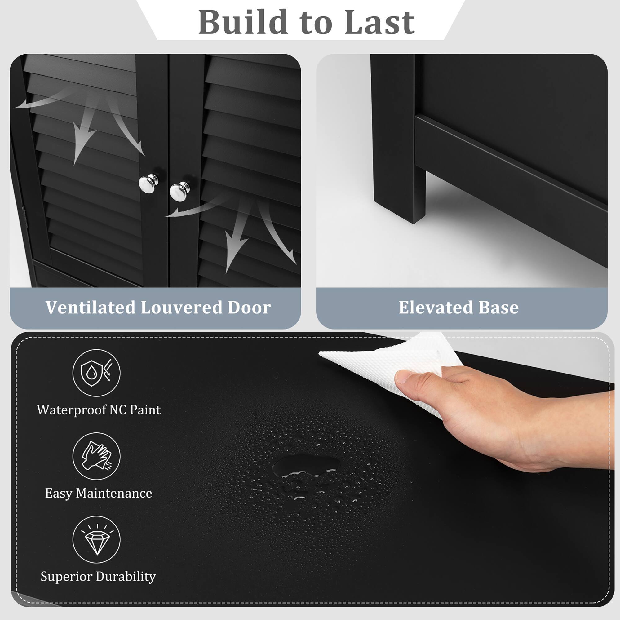 Build to Last

Ventilated Louvered Door
Elevated Base

Waterproof NC Paint
Easy Maintenance
Superior Durability
