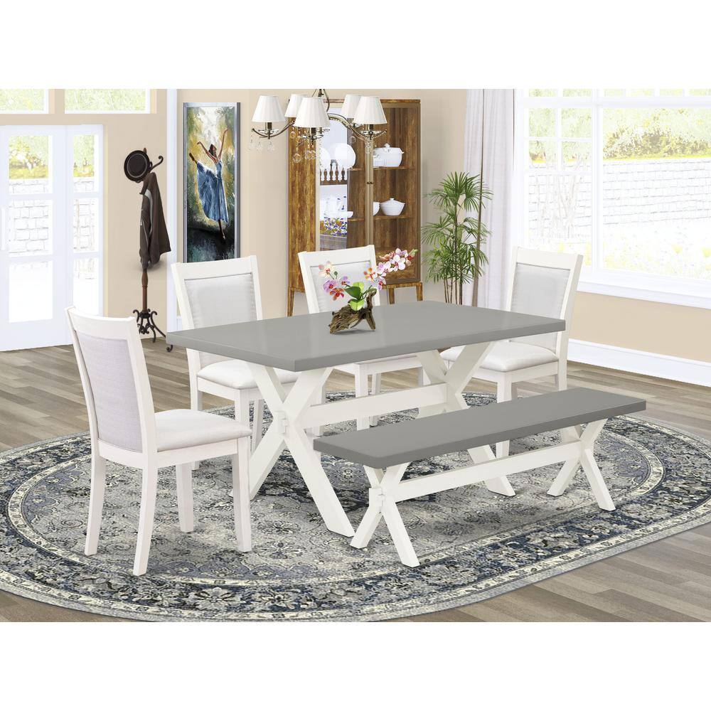 Angle. East West Furniture - East West Furniture 6-Piece Modern Dining Table Set Includes a Kitchen Table - 4 Cream Linen Fabric Dining Chairs with - Multi-Color.