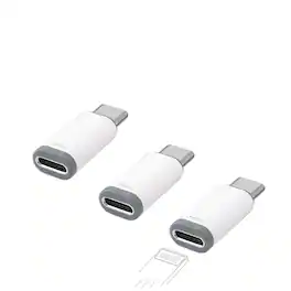 Qixxronics - Lightning to USB C Adapter (3 PACK), Lightning Female to USB-C Male Adapter - White