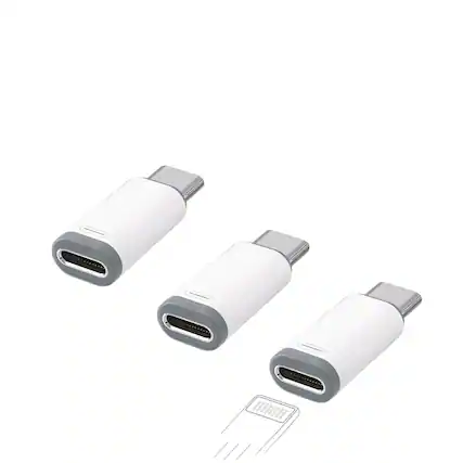 Front. Qixxronics - Lightning to USB C Adapter (3 PACK), Lightning Female to USB-C Male Adapter - White.