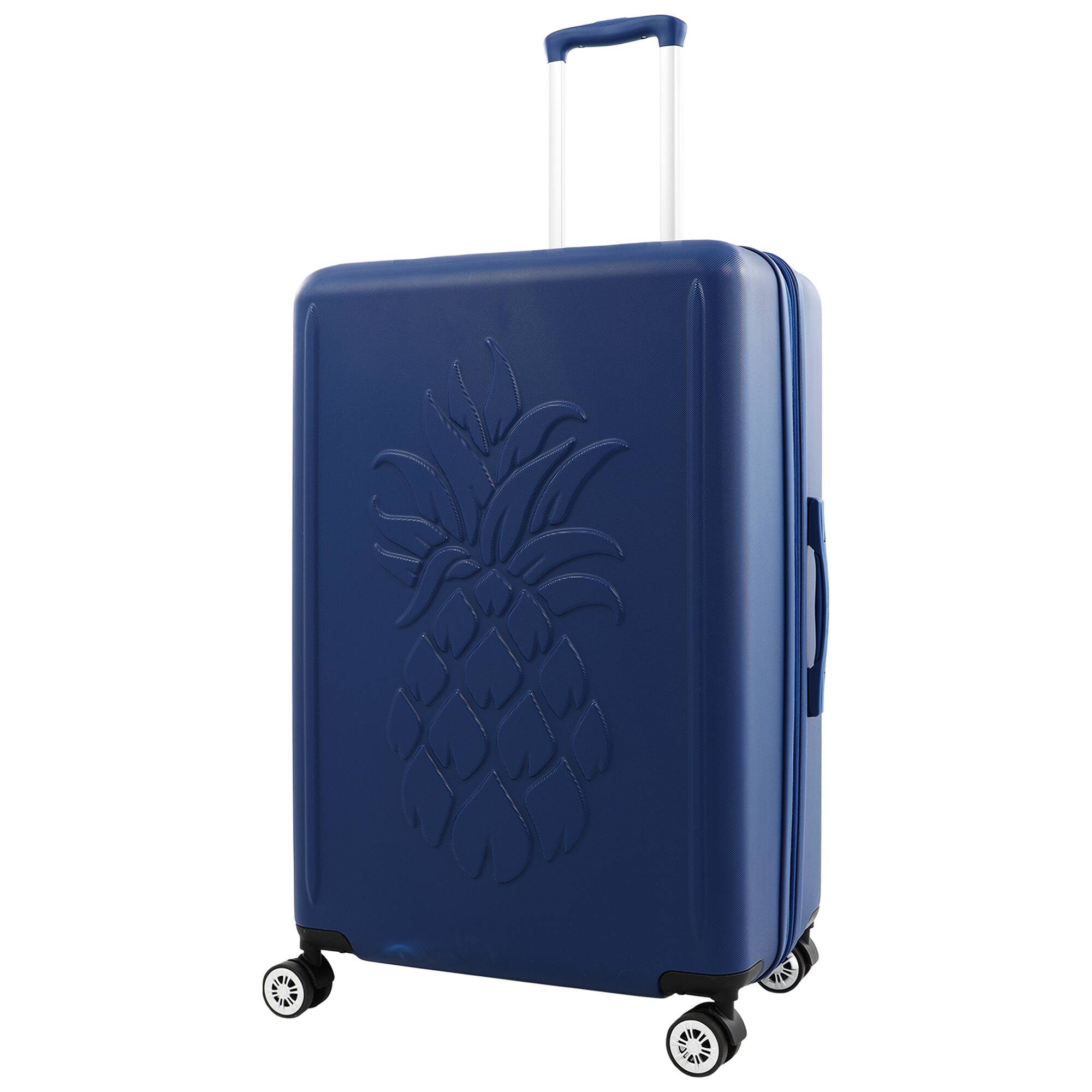 Angle. Tommy Bahama - 30" Hardside Spinner Luggage with 3D Pineapple - Blue.