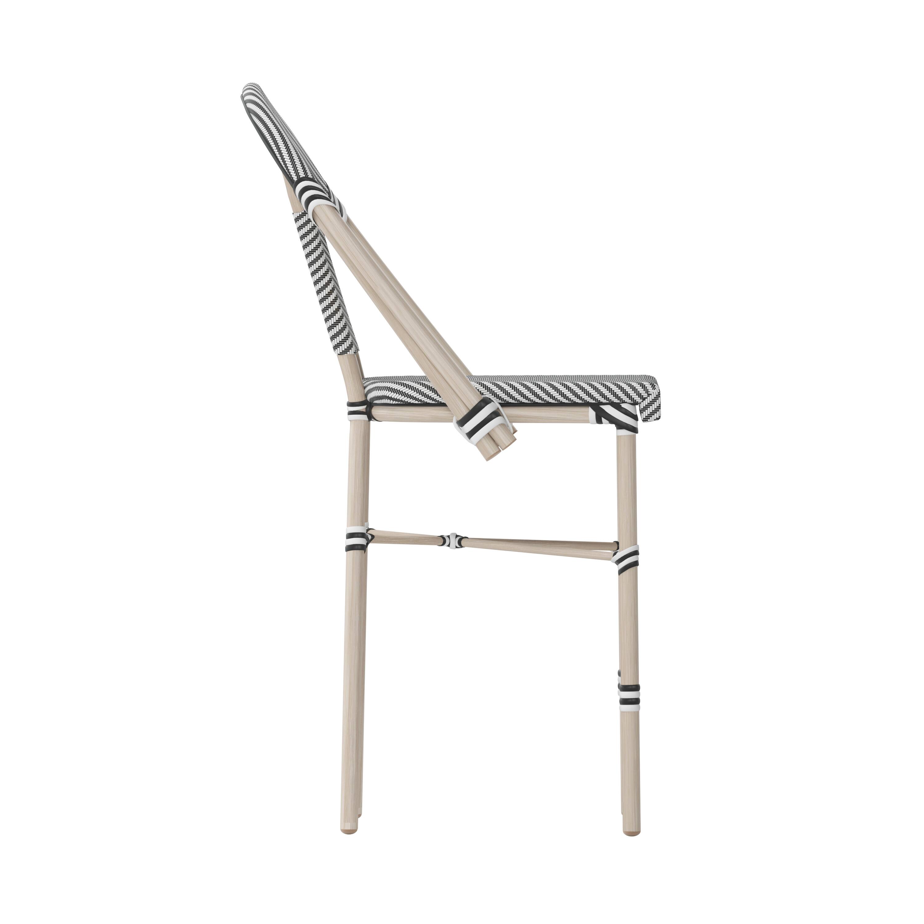Alt View 9. Emma + Oliver - Massalia Indoor/Outdoor Bistro Style Counter Stools with Textilene Seat and Metal Frame - Black & White/Light Natural Frame.